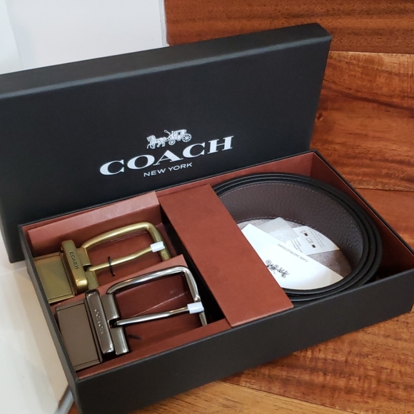 New in Box Coach Men's Cut to Fit Reversible Belt - Picture 1 of 5